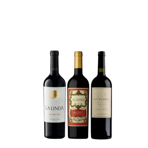 KIT 6 VINHOS ARGENTINOS = 1 La Linda Malbec + 1 Alamos Malbec + 1 DV Catena Cabernet Malbec + 1 Trum