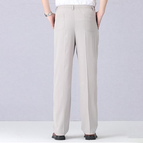 Mens Dress Pants Straight Leg Suit Pants Classic Flat Front Work Trousers Casual Business Non-lron Pant Elastic Waist3