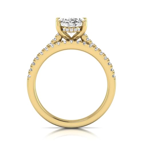 IGI Certified 2.50 Carat Oval Lab Grown Diamond (2 Ct, F, VS2) 14K Gold Womens Bridal Wedding Ring Set4
