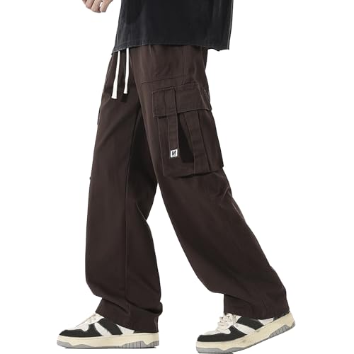 XYXIONGMAO Men's Hip Hop Casual Sweatpants Pleated Overalls Black Loose Techwear Streetwear Joggers Multi-Pocket Cargo Pants