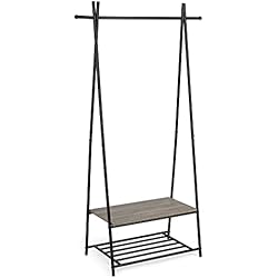 Perchero Industrial Gris Meerveil Perchero de Pie, Perchero con Zapatero, Perchero Puerta, Perchero Metálico de Pie para Ropa y Zapatos, Estante de Pasillo,Percha clásica Industrial, 62x41x160cm, Gris