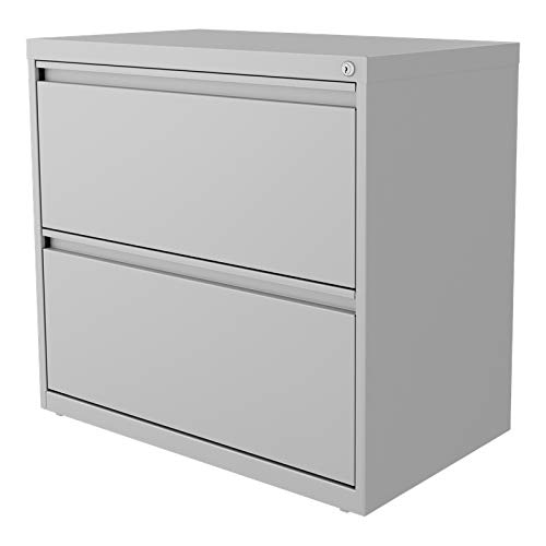 Home Square Drawer Metal Lateral Filing Cabinet Set in Silver (1)