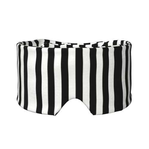 Orejeras para dormir con estampado de rayas blancas y negras, transpirable, ajustable, para yoga, viajes, mantiene el calor y la sombra