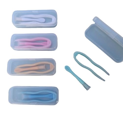 コンタクトピンセットケア棒コンタクトレンズ取り外し可能器具吸盤棒取付器具柔軟材料付属ソフト先端携帯便利トラベルロッカ付き眼鏡美瞳繰り返し使用可能 (4個,ランダム)