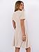 ANRABESS Womens Summer Dresses Casual Short Sleeve Ribbed Knit V Neck Swing A-Line 2026 Spring Vacation Tunics Short Dress Light Khaki Small