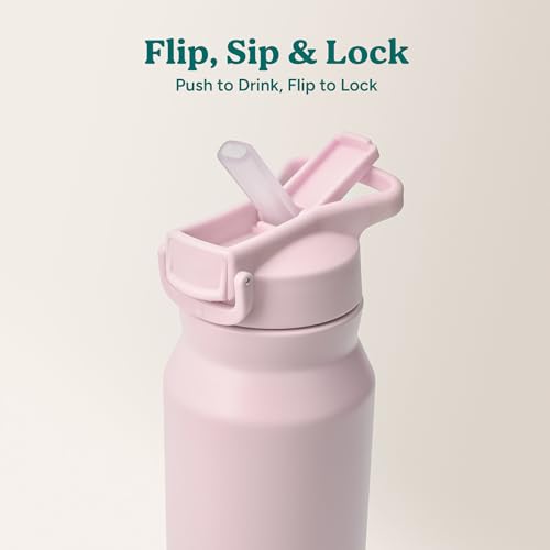Image of REDUCE 32 oz Hydrate Pro Stainless Steel Insulated Water Bottle - Flip Top Leak-Proof Lid, Dishwasher Safe, BPA-Free, Dual Wall Vacuum, Keeps Drinks Cold for 48 Hrs, Cup Holder Friendly - Pink Quartz