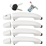 APPERFiT Exterior Door Handles w/Lock Cylinder Summit White Compatible with 2014-2020 Chevy Chevrolet Silverado 1500 2500 3500 Suburban Tahoe, GMC Sierra Yukon Replaces 13534897 13590041