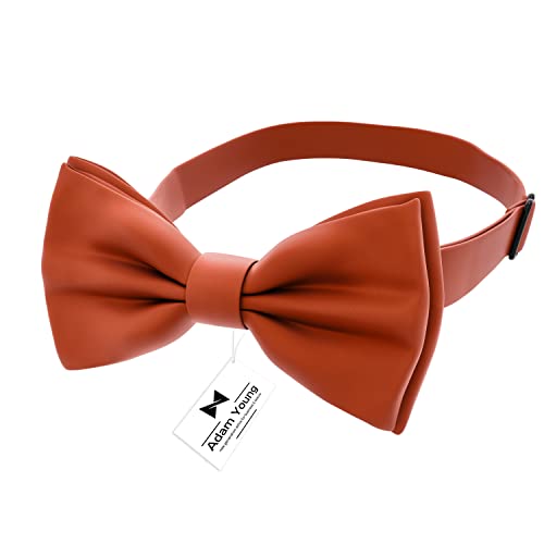 Image of Adam Young Men's Bow Ties with Handkerchief & Cufflinks Pre-Tied Style Formal Satin Classic Bowtie for Tuxedo Faux Silk