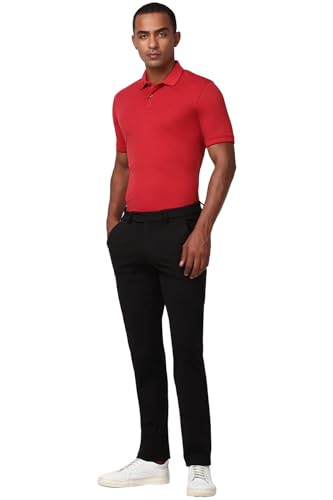 Image of Peter England Men's Premium Branded Regular Fit Half Sleeve Polo T-Shirt | Cotton Rich | Birds Eye Interlock Weave| No Pocket