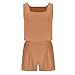 JOAU Women's 2 Piece Outfits Short Set Square Neck Sleeveless Crop Tank Top and Shorts with Pockets Casual Loose Loungewear Orange