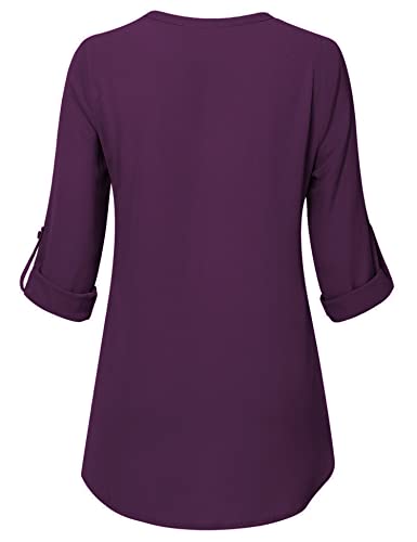 Timeson Women's Casual Chiffon V Neck 3/4 Sleeve Blouse Tops3