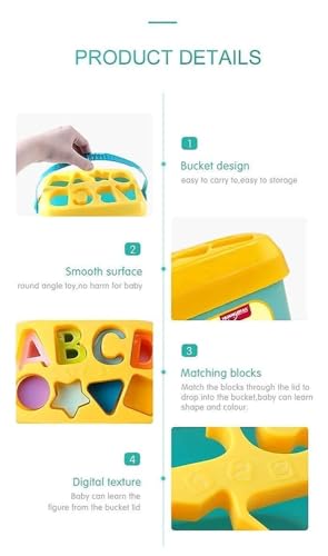 Image of UCRAVO Baby's First Sorting Building Blocks Toy for Kids Alphabets Color and Shapes Learning Educational Toy for Kids Boy and Girl Building Blocks, Stacking and Sorting Play for Infants
