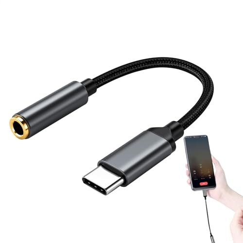USB tipo C a 3,5 mm, conector de audio portátil ligero de 3,5 mm, cable adaptador de conector flexible, convertidor de auriculares Plug and Play para tableta inteligente y teléfono
