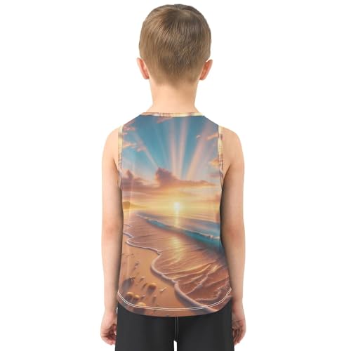 susiyo Summer Beach Sunrise Seashell Boys Sleeveless Tank Top Girls Athletic T Shirt3