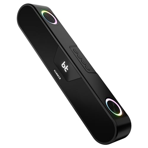 Image of HAMMER Beatbox Bluetooth Soundbar 24W Output, RGB Lights, AUX, USB, TF Card & TWS Connectivity, Upto 8Hr Playtime, 52mm Drivers, Easy to Carry, BT Speaker for TV, Mobile, PC, Laptops, Tablets (Black)