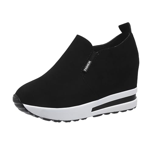 Zapatillas deportivas para mujer, con plataforma, para tiempo libre, cuña, elegantes, para exteriores, transpirables, antideslizantes, ortopédicas, Negro , 38 EU