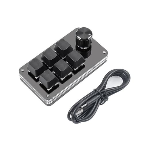 プログラマブル 左手キーボード 4/6/9/12キー ショートカット片手キーボード ゲーミング 有線/Bluetooth メカニカル マクロ 互換性 Windows&Mac対応 オフィスワーカー プログラマー デザイナー (6 つのキー+ノブ+USB)