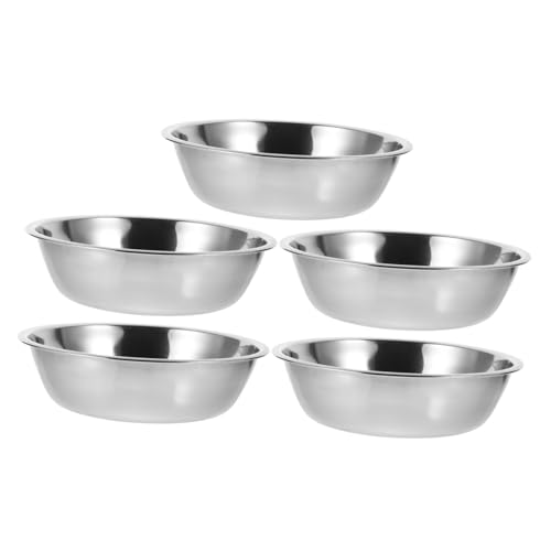 Hohopeti 5個 ステンレス鋼ペットボウルラウンド猫ボウルフィーダー ペットフィーダー 犬のボウル リフィル 猫フィーダー パン ペットフードホルダー 子犬用フードフィーダー Silver