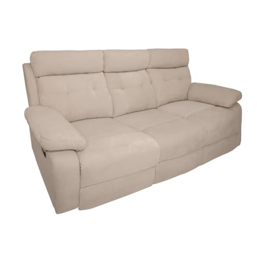 SHIITO | Modelo Caribe – Sofá Relax 3 Plazas | Comodidad Manual y Estilo Atemporal | Tapizado en Tela – Color Beige – 206x101x99 cm