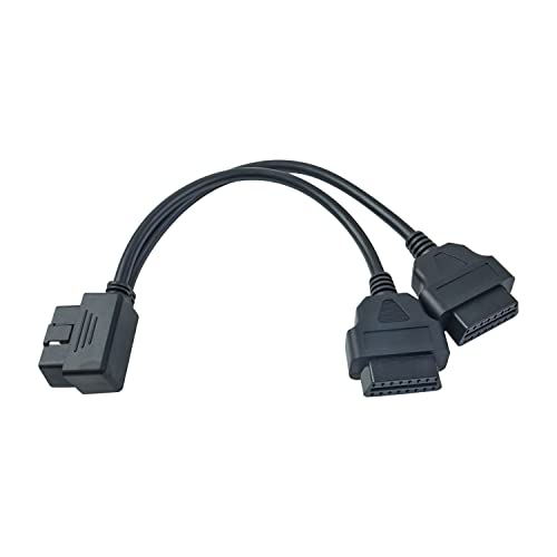OBD2 Right Angle Splitter Y Cable Male Splitter to 2 Female Extension Cable 30cm/12