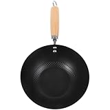 Healeved Sartén Wok China 20 Cm sin Revestimiento Hierro Fundido, Resistente al Calor, para Uso Diario en Cocina de Gas y Hogar, Adecuado Persona, Diseño Aleatorio