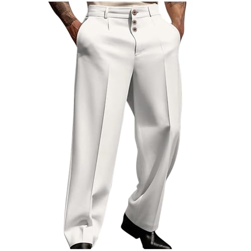 Mens Dress Pants Trendy 3 Button Formal Business Pants Gentleman Work Suit Trousers Bridegroom Wedding Guest Party