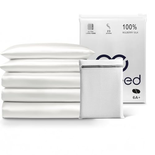 PROMEED 100% Mulberry Silk Duvet Cover Queen Size, Real Grade 6A+ 23 Momme Silk Quilt/Comforter Cover with Zipper and Coner Tie (White, King)