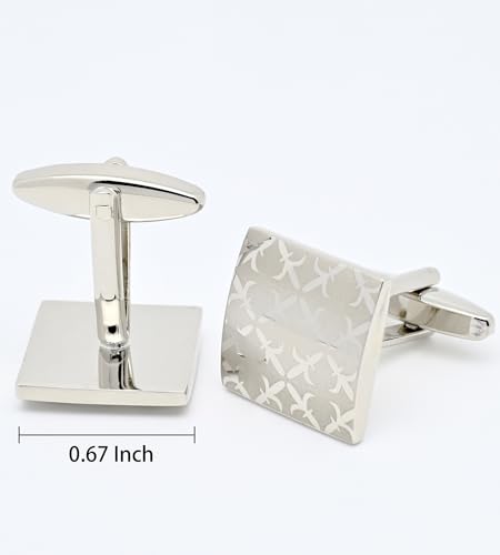Mancuernillas clásicas cuadradas de metal para hombre miniatura 6
