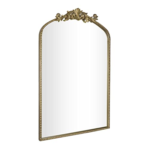 AIXI HOME Vintage Gold Arched Mirror 24"x36", Victorian Antique Mirror with Ornate Metal Frame, Baroque Wall Mounted Mirrors for Entryway/Fireplace/Bathroom/Living Room/Hallway/Bedroom