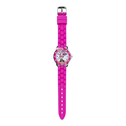minnie mouse time teacher watch for girls - analog time learning with easy-to-read numbers and comfortable silicone band