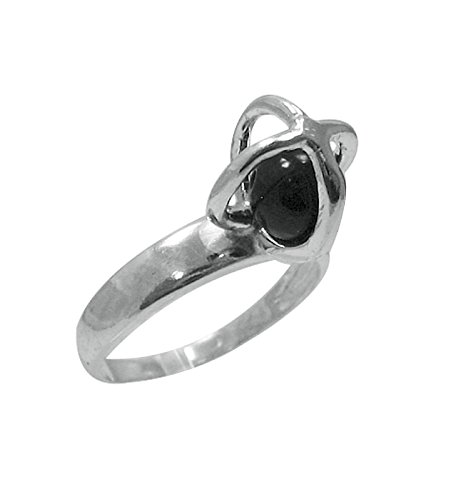 Bague en argent massif 925 onyx 6mm bague chevalière pierre noire R001371