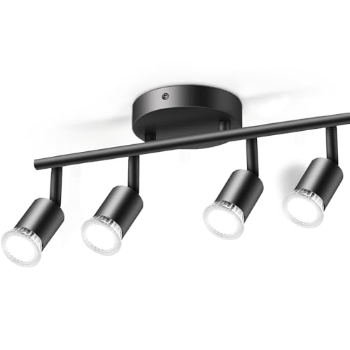 Aigostar Lámpara de Techo LED 4 Focos,Apliques Techo Interior, Focos de Techo Orientables, para Interior Focos de Techo Orientables para Dormitorio Cocina (Sin bombillas)
