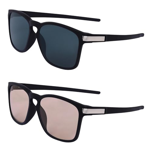 Combo of 2 Square Sunglasses for Men Unisex-Fit Design UV Protect...
