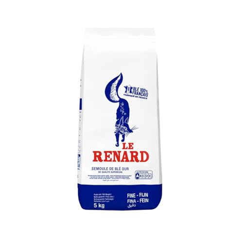 Sémola fina de trigo duro LE RENARD – Bolsa de 5 kg | Ideal para cuscús, pasta fresca, panes y recetas tradicionales