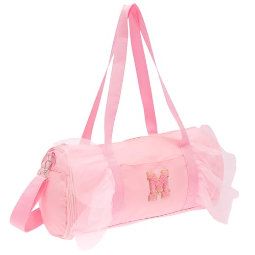 Bolsa esportiva de dança para meninas adolescentes, bolsa de dança com inicial personalizada para meninas, bolsas de dança e torcida com compartimento para sapatos, bolsas de viagem para crianças