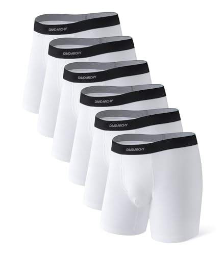 DAVID ARCHY Men's Underwear Boxer Briefs Cotton Comfortbale Soft Breathable with Fly Underwear for Men 6 Pack