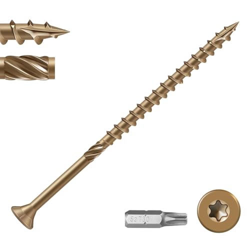 #14 Deck Screws 7" Exterior Decking Wood Screws Heavy-Duty Outdoor Torx Drive Head,Bronze Rust Resistant Epoxy Coated for Timber,Fence,Star Bit(1Ib,15Pcs)
