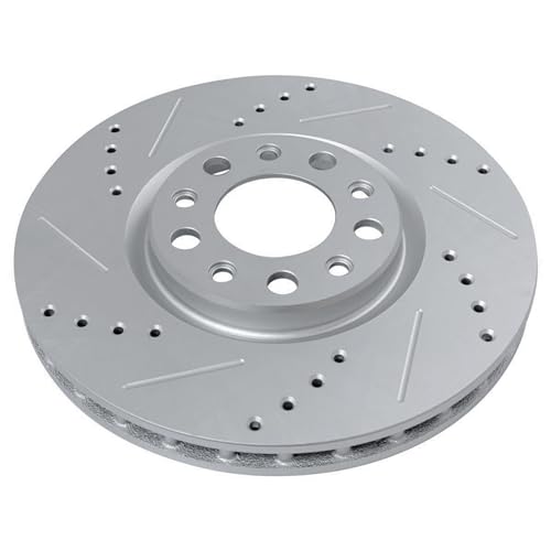 Image of Detroit Axle - Front Brake Rotors for Chrysler 200 Dodge Dart Jeep Compass Renegade Fiat 500X, Drilled and Slotted Disc Brake Rotors Replacement: 12.01 inch inch Rotor