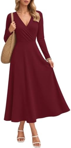 AUSELILY Maxikleider Damen Sommer Kleid Lässig Hohe Taille Lockere Passform Mit Taschen