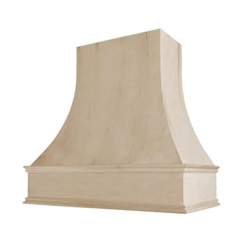 Riley & Higgs Unfinished Wood Kitchen Range Hood Cover, Curved Front Wall Mount Vent Hood...