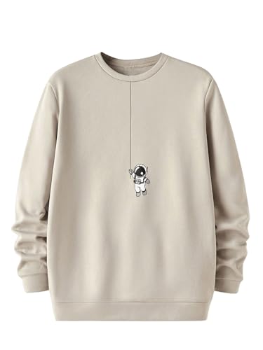 MakeMeChic Men's Casual Crewneck Cartoon Dinosaur Graphic Pullover Sweatshirt