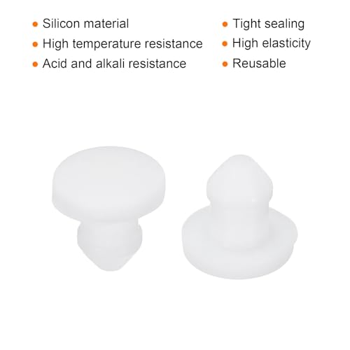 Image of MECCANIXITY Silicone Snap in Locking Hole Plugs Rubber Panel Seal Cover Flush Type Panel Round for Kitchen Rubber Bulkheads Waterproof Sealing Plugs 4mm /0.16 Inch Diameter White,Pack of 20
