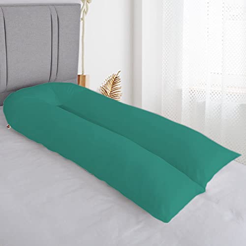Image of COOZLY U Shaped Pregnancy Pillow | Maternity Pillow | 100% Cotton Removable Covers| Premium PregnoCare Fibres (Cyan Green)