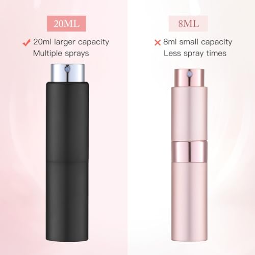 Image of Toureal 20ml Perfume Atomiser for Travel (3 PCS), Refillable Spray Bottles, Aftershave Dispenser (Black)