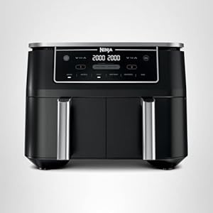 Ninja | Air Fryer | Finish Cooking Multiple Foods at the Same Time | 6-in-1 (Air Fry, Broil, Roast, Keep Warm, Dehydrate, Bake) | Fit up to 8lb Chicken Wings in the two 5 QT Baskets | DZ302