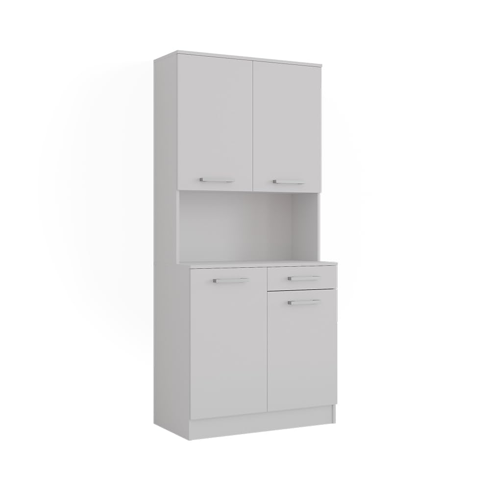 Vicco Küchenbuffet Raul, Weiß, 83.6 x 188.5 cm mit 4 Türen & 1 Schublade, mit offener Geräteablage und kombinierbar mit Zusatzmodulen