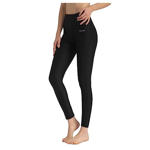 Ubestyle Damen-Badehose mit LSF 50+, hohe Taille, Schwimm-Leggings, Rashguard-Hose, Sonnenschutz, Schwarz, 3X-Groß