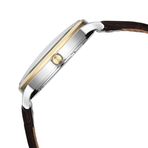 Image of Titan Elegance Analog with Small Second and White Dial Brown Leather Strap Watch for Men - 90203BL01