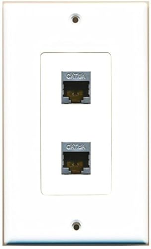 RiteAV CAT 6A 2 Port Shielded Cat6a Wall Plate 1 Gang Decorative White