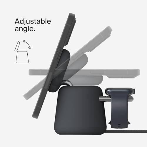 Image of Belkin 2-in-1 Qi2 Wireless Charging Dock 15W Fast Charge iPhone Charger Compatible with iPhone 17, 16, 15, 14, and 13 Series, AirPods and Other Qi2 Enabled Devices, Includes Power Supply - Black